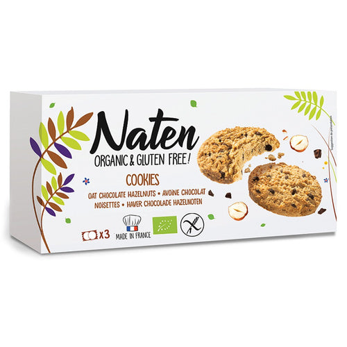 Ciastka owsiane z czekoladą i orzechami laskowymi bezglutenowe 120 g - Naten (EKO)