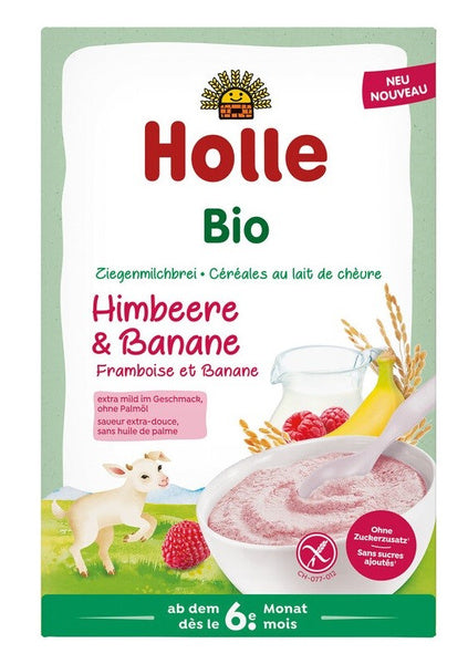 Kaszka ryżowa mleczna malinowo bananowa bezglutenowa od 6 msc, 200 g - Holle (EKO)