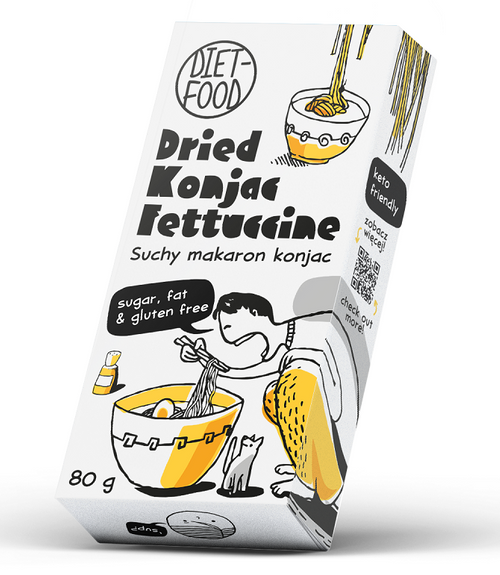 Makaron konjac suchy fettuccine bezglutenowy 80 g - DIET-FOOD