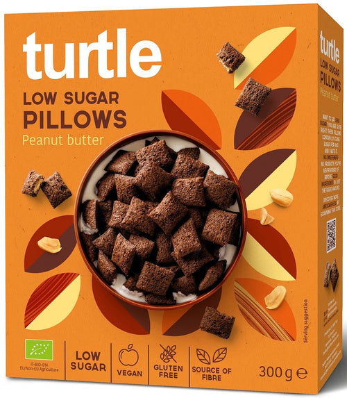 Poduszki zbożowe z kremem z orzeszków ziemnych niska zawartość cukru bezglutenowe 300 g - Turtle (EKO)
